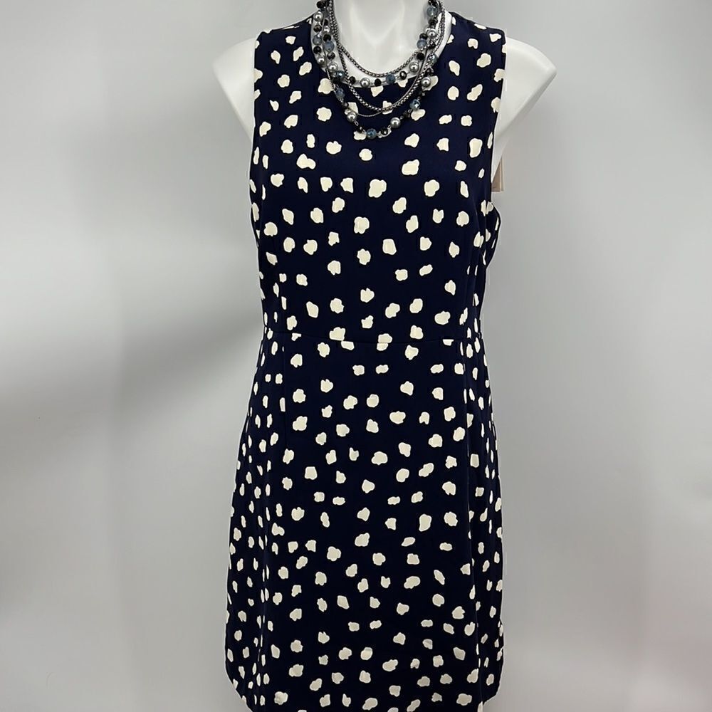 Julie Brown navy blue white spots sleeveless dress